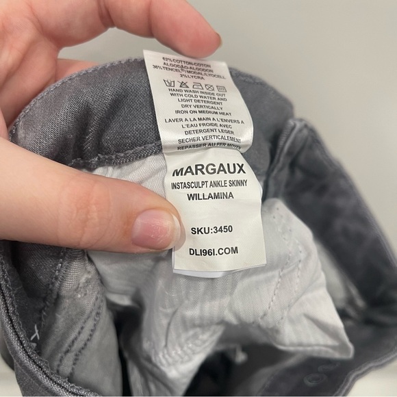 DL1961 Margaux Instasculpt Ankle Skinny Jeans in Willamina Raw Hem Size 24 Grey - Picture 13 of 16